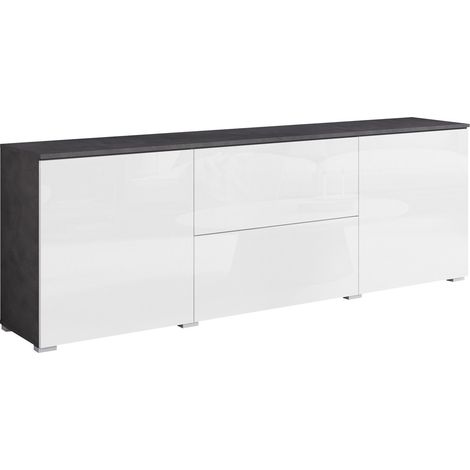 Mueble TV Mirfivo 104, Madera gris + Blanco brillante, Número de puertas: 0, Número de cajones: 0, 180x62x35cm