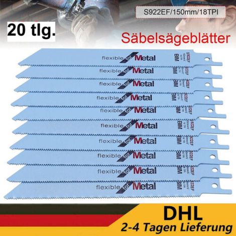 Lame De Scie Sabre Bimétal - 150 mm - 19 mm - 1 mm - 18 Dents Par Pouces - Pour Métal - 20 Pièces (1/5)
