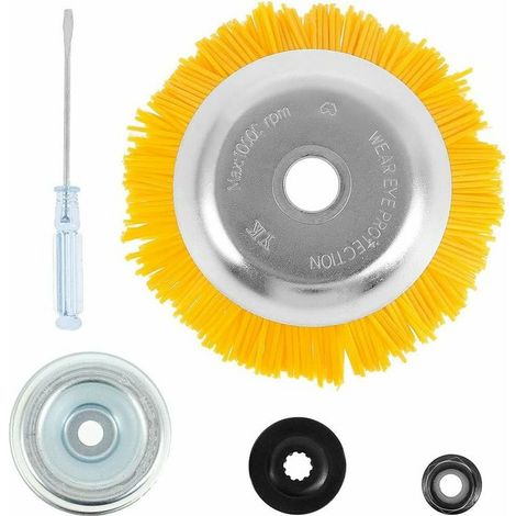 Green Mobility-Brosse de désherbage pour débroussailleuse, brosse de désherbage professionnelle en nylon, diamètre extérieur 200 mm, trou intérieur 25,4 mm, tête de débroussailleuse universelle (1/4)