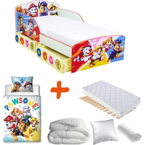 Pack Lit Pat'Patrouille 4 personnages et leurs blasons - 140x70 cm