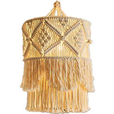 Abat-jour tricoté pour plafonnier, suspension pour salon, chambre et salle de bain, décoration bohème tissée à la main (1/4)