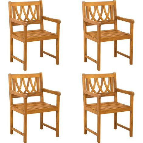 vidaXL Garden Chairs 4 pcs Natural Solid Acacia Wood