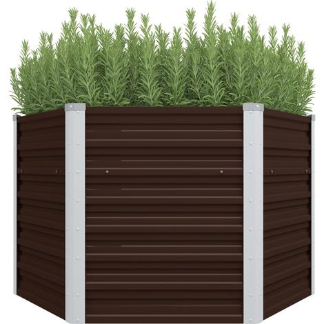 Jardinière de jardin - Balconnière à fleurs Lit surélevé de jardin Marron 129x129x77 cm Acier galvanisé BV871438 - BonneVie (1/4)