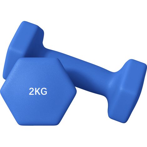 2 x 2kg Hexagonal Dumbbells Weights Set Non-Slip Grip for Home Gym Workout, Blue (1/5)