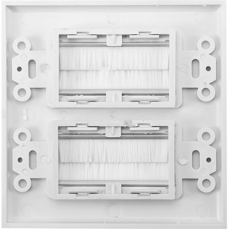 Placa de pared de ABS blanco con cepillos antipolvo n.° 2 – protección de cables para panel multimedia, incluye tornillos.