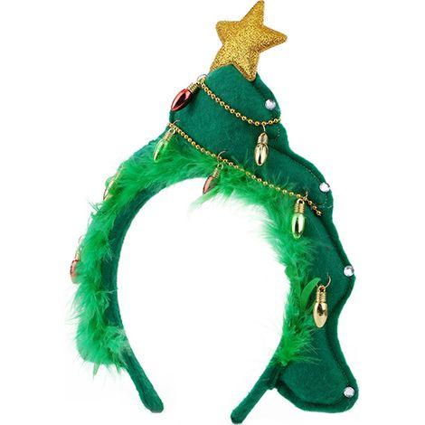 1 Bandeau de Noël, accessoire coiffure sapin vert, polycarbonate tissu, décoratif fête déguisement, femmes filles (1/5)