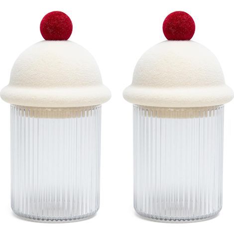 Set of 2 cotton swab dispensers with lids for cotton swabs, cotton balls, cotton buds, thread cleaners, toiletries, organizer (1/5)