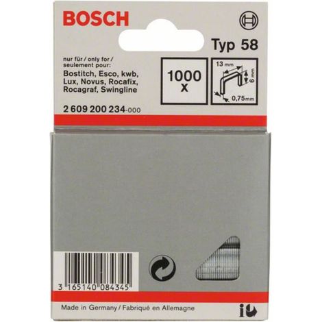Bosch 1.000x Agrafe à fil fin type 58, 13 x 0,75 x 6 mm - 2609200234 (1/2)