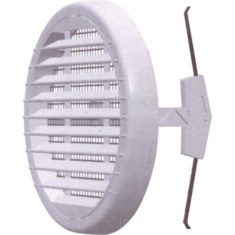 GRIGLIA DI AERAZIONE IN PLASTICA RETE+ZANCHE Ø mm. 160 per fori mm. 80-140 5.00 pz