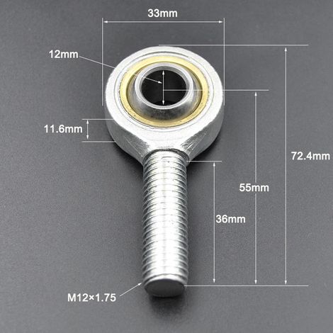 (Mâle M12) 2 pièces Rotule à billes Filetée droite/gauche Autolubrifiante (1/5)
