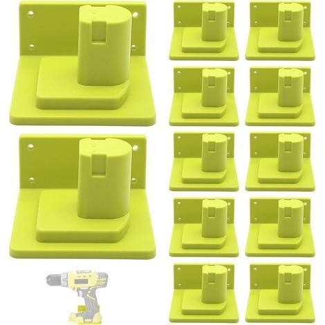 Lot de 12 supports de montage pour outils en plastique, station d'accueil pour batterie d'outil électrique compatible avec batterie Ryobi 18V, usage intensif pour atelier garage (1/5)