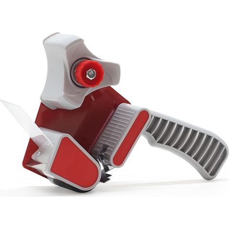 930913 Dérouleur de Ruban adhésif d’emballage jusqu’à largeur 50mm, Dévidoir Adhésif Professionnel avec Poignée ergonomique Gris Rouge (1/4)