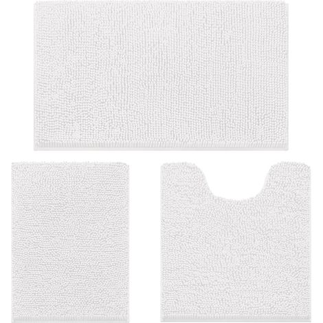 Ensemble de 3 Tapis De Bain, Chenille Douce, Base Antidérapante, Pour Salle De Bain (1/5)