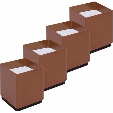 Risers Pour Meuble - Pieds Métalliques En Acier Carbone - Hauteur 5 Cm - Charge Maximale 4536 Kg - Lot De 4 - Brun (1/4)