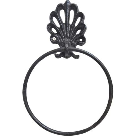 Anello portasciugamani in ferro battuto stile retrò, portasciugamani, porta carta igienica, appendiabiti per asciugamani da bagno, accessori da parete per il bagno -Crezuo
