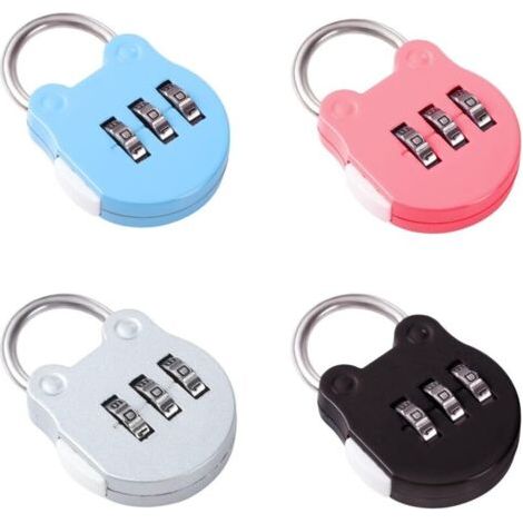 Lot de 4 Serrures à Bagages à 3 Chiffres, Petit Cadenas Valise Cadenas Code Avion Cadenas à Combinaison pour Exterieur Les Bagage Valise de Voyage Sac Casier Gym(4 Couleurs) (1/5)