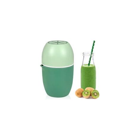 Manuelle Zitruspresse in Zitronenform, Zitronenpresse mit Behälter, grüne Farbe, 450 ml (1/5)