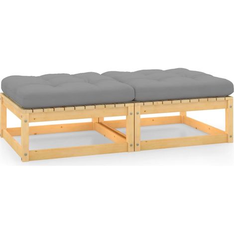 Repose-pieds de jardin, Tabouret Pouf, Tabouret Bas avec coussins 2 pcs Pin massif LKF72576 (1/5)
