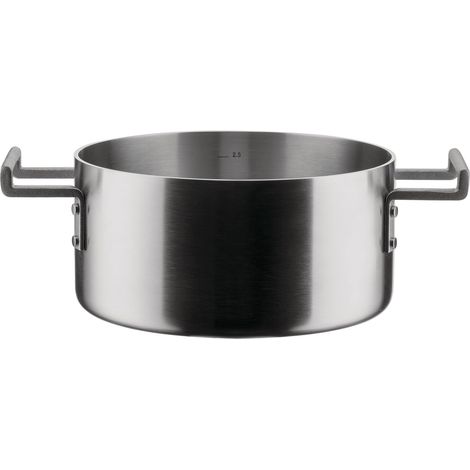Alessi Convivio DC101/20 - Casseruola a Due Manici in Trilamina di Design, Adatta a Induzione, in Acciaio Inossidabile e PVD con Fondo in Acciaio Magnetico, 20 cm, Satinata (1/3)