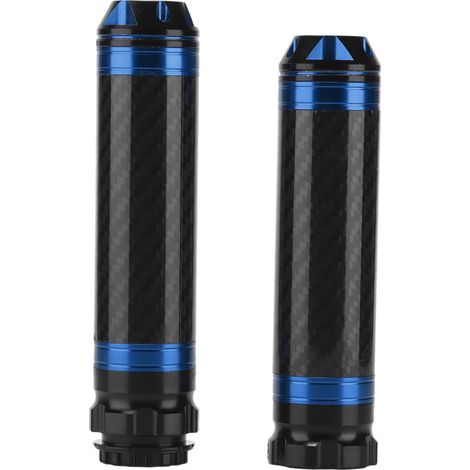Lot de 2 poignées de guidon de moto en fibre de carbone, résistantes à la corrosion et à l'eau, universelles pour guidons de 7/8 pouces (22 mm) - Bleu (1/5)