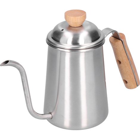 Cafetière à filtre en acier inoxydable de 650 ml avec bec verseur étroit et poignée en bois (1/5)