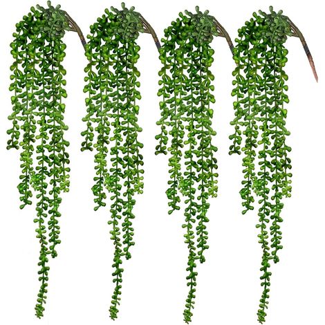 Plante Suspendue Artificielle - Chaîne De Perles - 62 Cm - Décor Mur Extérieur Intérieur Jardin - Lot De 4 (1/5)