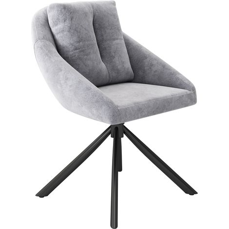 Chaise de salle à manger pivotante en velours gris moderne, élégante et confortable, tissu en velours respirant, design ergonomique, chaise pivotante grise élégante (1/5)