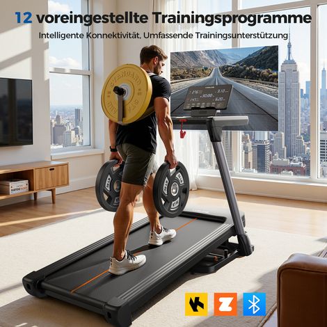 Tapis de course pliable, vitesse de 1 à 14 km/h, inclinaison de 18 %, charge maximale 172 kg, écran HD, Bluetooth et application (1/5)