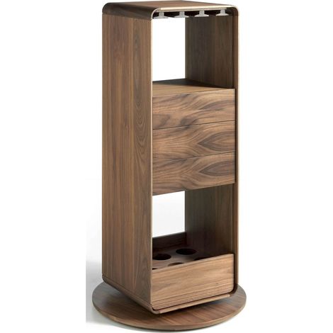 Meuble bar en bois finition noyer avec rangement intégré - Noyer (1/5)