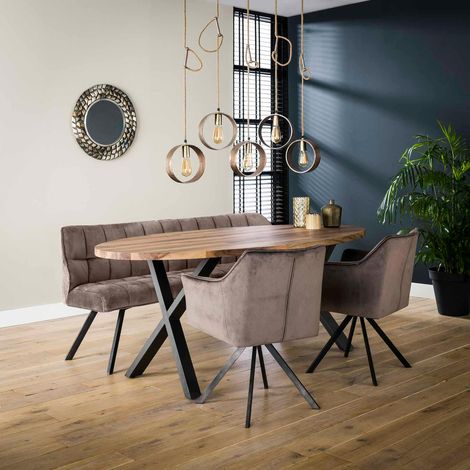 Table à manger bois forme ovale 200 cm HALIFAX (1/5)