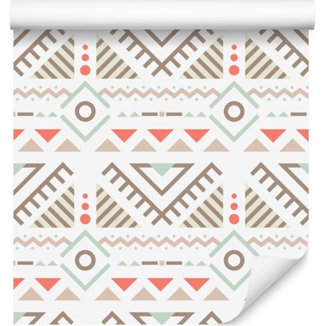 Papier peint à motif ethnique beige et crème 50x1000 cm (1/5)