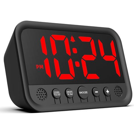 Piccola sveglia digitale a LED per la camera da letto, sveglia ad alto volume per adulti e ragazzi che hanno il sonno pesante Orologio da scrivania elettrico con spina (1/5)
