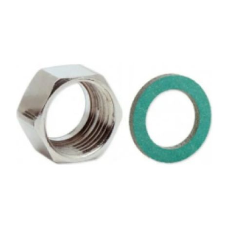 Dado ottone nichelato dn 15 3/4 con guarnizione acqua emiflex 0583415