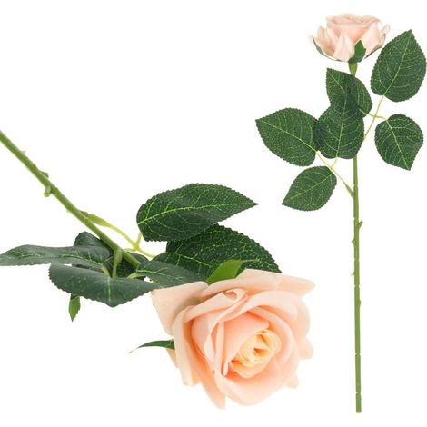 Roses artificielles en silicone, branches, pour vase de 44 cm - Champagne