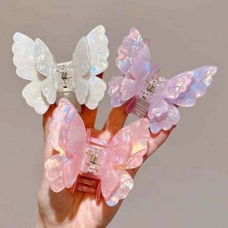 Stück farbige, vernickelte Haarspangen aus Acetat mit Schmetterlingsmotiv für Damen und Mädchen, süße Prinzessinnenkrabbe (Farbe zufällig) (1/3)