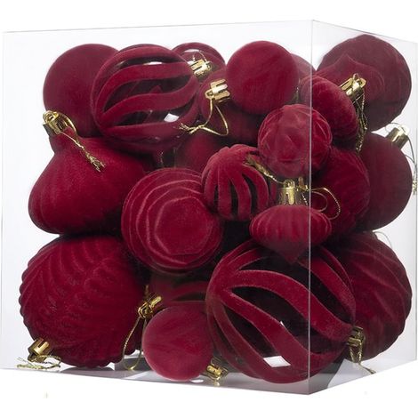 Ornements de Noël en Velours 36 Pièces de Décorations Flockées Ornements En Velours Incassables Pour Arbre De Noël Pour en Intérieur, Manteau de Cheminée, Fêtes, et Soirée de Mariage (1/5)