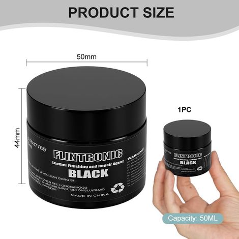 Pâte Réparatrice Cuir Noir, 50ml Réparation Cuir Noir, Rénovateur de Couleur pour Rayures, Craquelures et Décolorations, Adapté aux Canapés,Sièges de Voiture,Chaussures et Meubles en Cuir