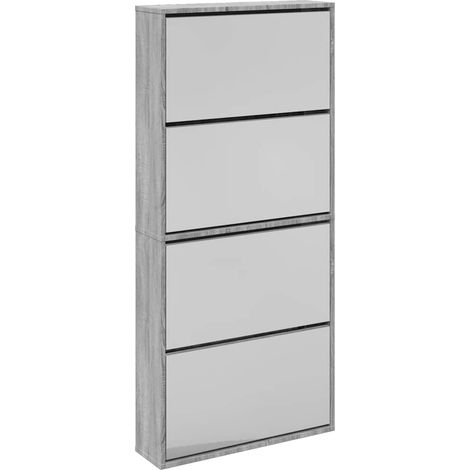 Maison Exclusive - Scarpiera con Specchio a 4 Livelli Grigio Sonoma 63x17x134 cm
