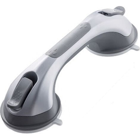 Barre de Douche sans Perçage, Ventouse, Support 110 KG, Gris Amovible, 5s install, pour seniors/femmes enceintes, bain/WC, carrelage/verre/marbre (1/5)