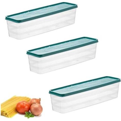 QORVA-3 Pièces Boîte À Pâtes Transparente Plastique Conteneurs De Nouilles Boîte À Spaghettis Spaghetti Avec Couvercle Convient Pour Stocker Des Nouilles, Des Épices Et Des Céréales(Vert) (1/5)