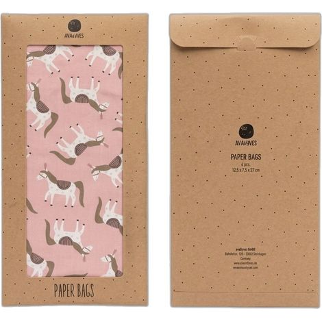 AVA&YVES Papiertüten "Pferdefreunde" Rosa, 6er-Set