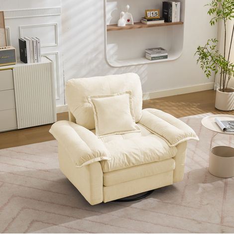 Drehbarer Sessel 116x84x96 cm beige, 360°-Drehung, Chenille und Stützkissen MEUBLIV (1/5)