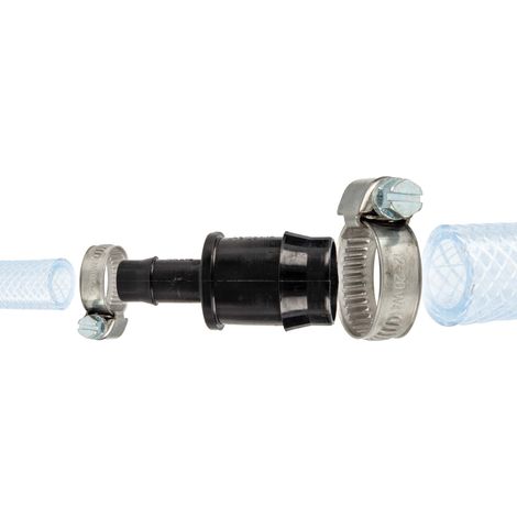 tecuro Schlauchverbinder reduziert Ø 7 mm x Ø 14 mm, mit Edelstahlschlauchschellen - Nylon schwarz (1/3)