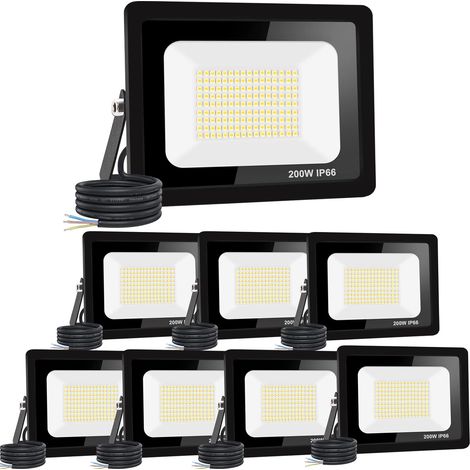 【8PCS】200W spot led extérieur 20000LM IP66 Imperméable Projecteur LED Exterieur Super Brillant Eclairage Extérieur Blanc froid(6000k) Sécurité spot led pour stades, usines, Parking, garage, jardin (1/5)