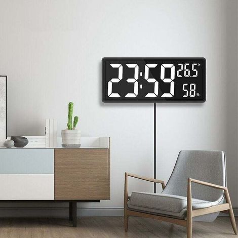Horloge murale numérique à LED blanche avec grand écran à chiffres pour l'intérieur des bureaux (1/3)