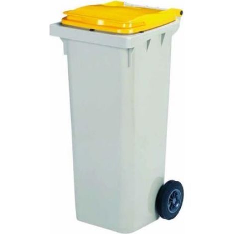 Conteneur 2 roues Korok - 120l sans barre - jaune / gris