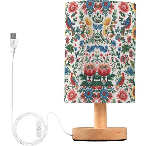 Kcldeci Lampe de chevet avec fleurs, oiseaux et feuilles pour (1/5)
