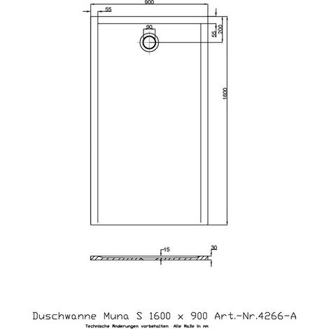 Ricevitore Doccia Hoesch Muna S 1600X900X30Mm Bianco