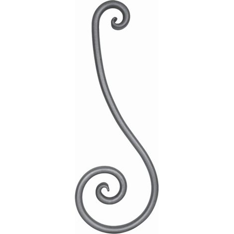 Volute de renfort en S inégale coupe droite - Hauteur 780mm Largeur 280mm rond Ø25mm - Fer forgé - À souder - DECO FER FORGE (1/2)