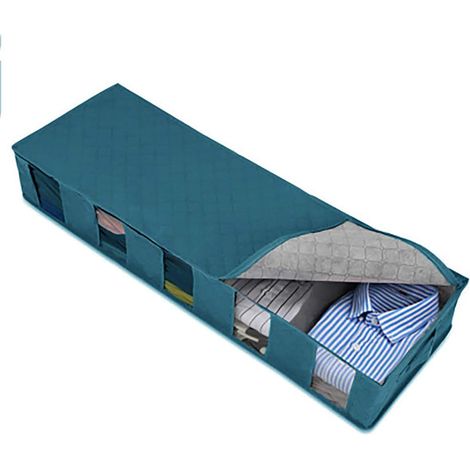 Borsa portaoggetti pieghevole per piumoni, contenitore sottoletto, 60x30x14 cm, ideale per vestiti e cuscini, blu